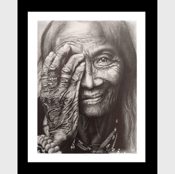 Pencil sketch of old women